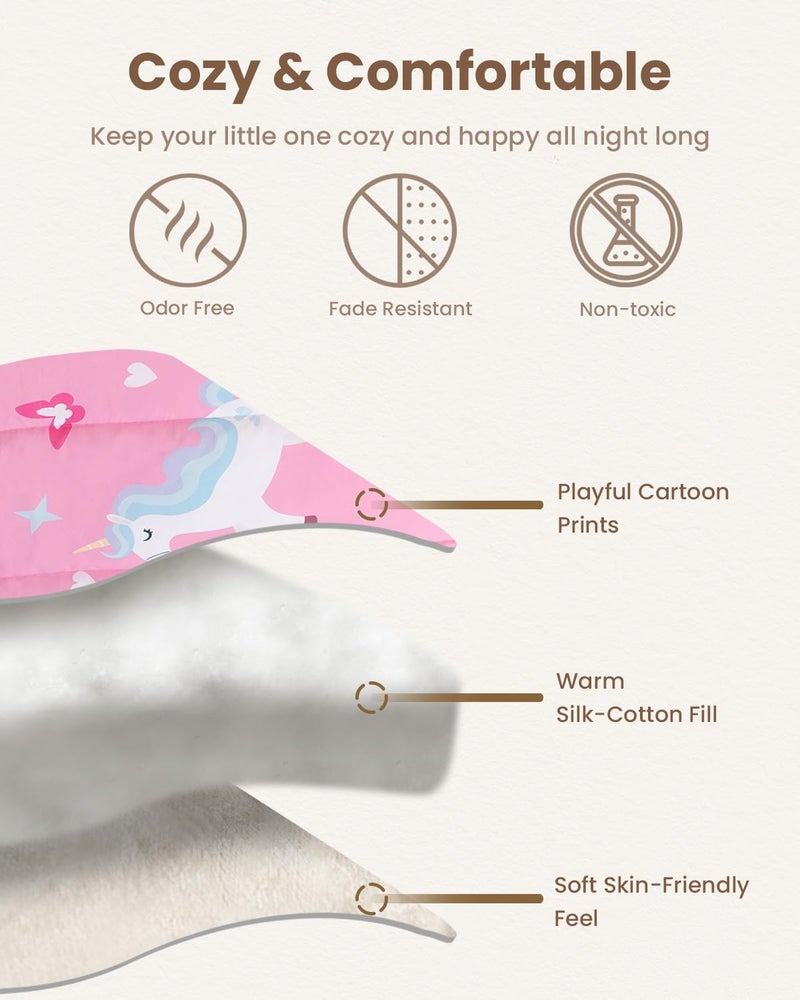 TinyPalsa Toddler Bedding Set, 4-Piece Pink Rainbow Pony Comforter Set for Girls and Boys, Breathable Crib Bedding Includes Ultra-Soft Quilt, Flat & Fitted Sheets, Pillowcase - Image 4